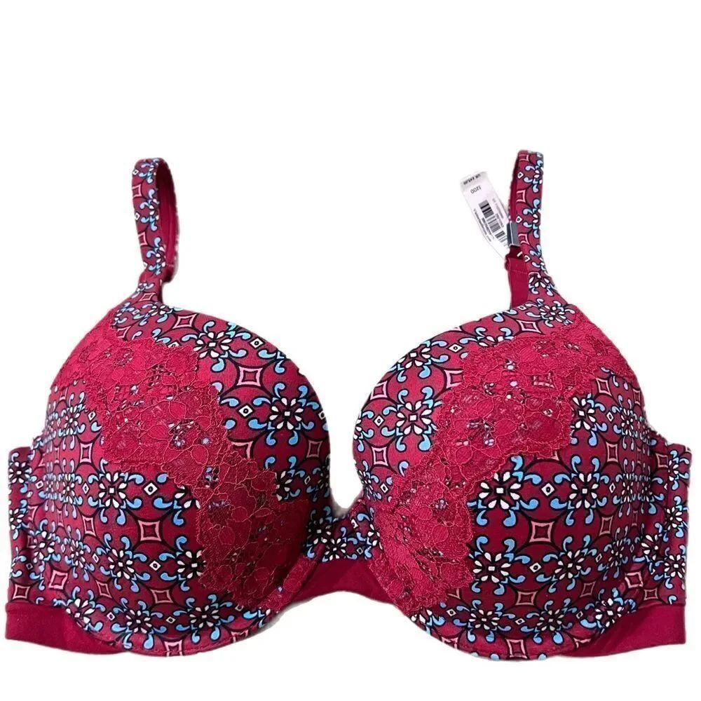 Victoria’s Secret Supersoft Body Push Up Padded lace detail bra maroon 32DD